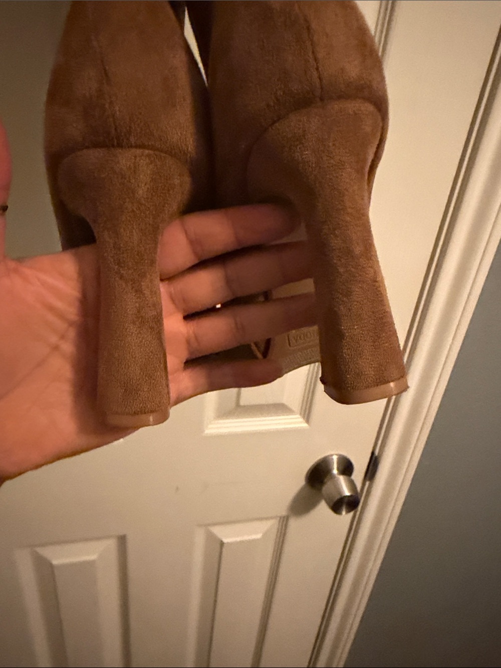 TOP Moda Tall Faux Suede Knee Boots in Cognac Brown - Picture 3 of 11
